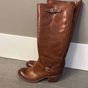 Lucky Brand Brown Heeled Boots with Polished Leather